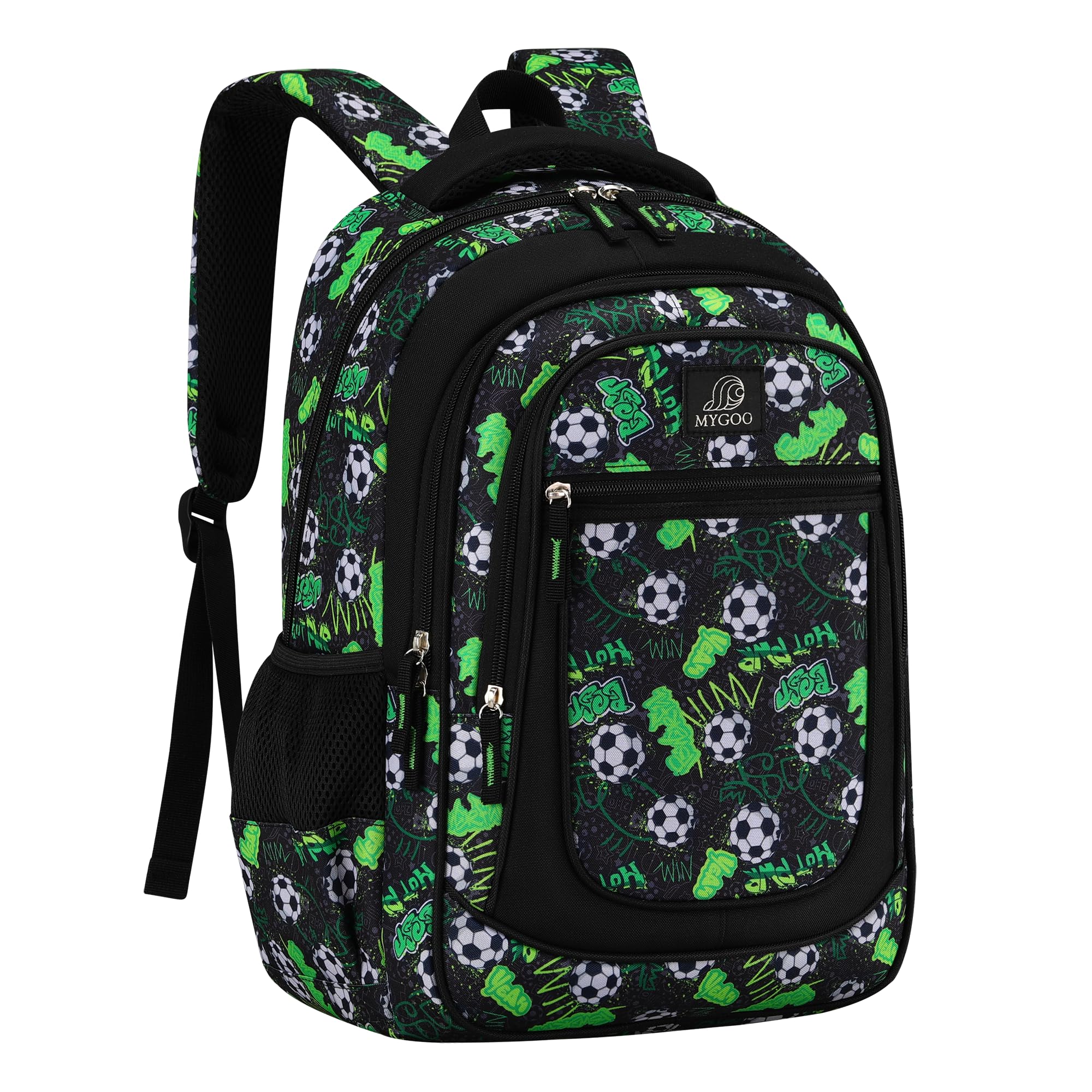 MYGOO Boys' School Backpack | Vineyard Collection | Soccer Green | 17” Height 24L | Ideal for Teens