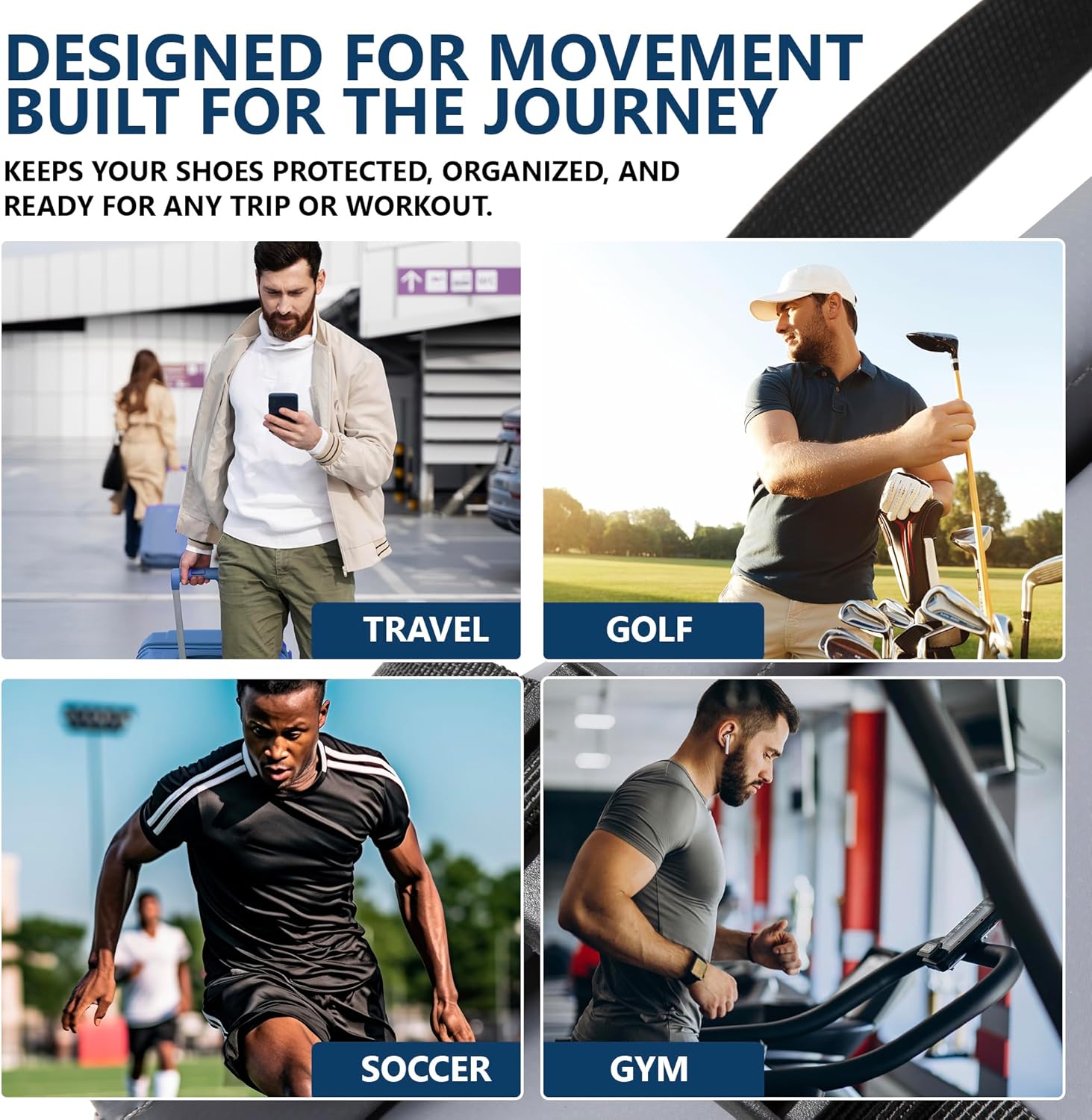 Premium Travel & Golf Shoe Bag – Water-Resistant TPU Cleat Bag for Men’s Golf Shoes (Up to Size 14) | Washable, Vented, Lightweight Shoe Organizer for Sports, Gym & Travel - Image 7