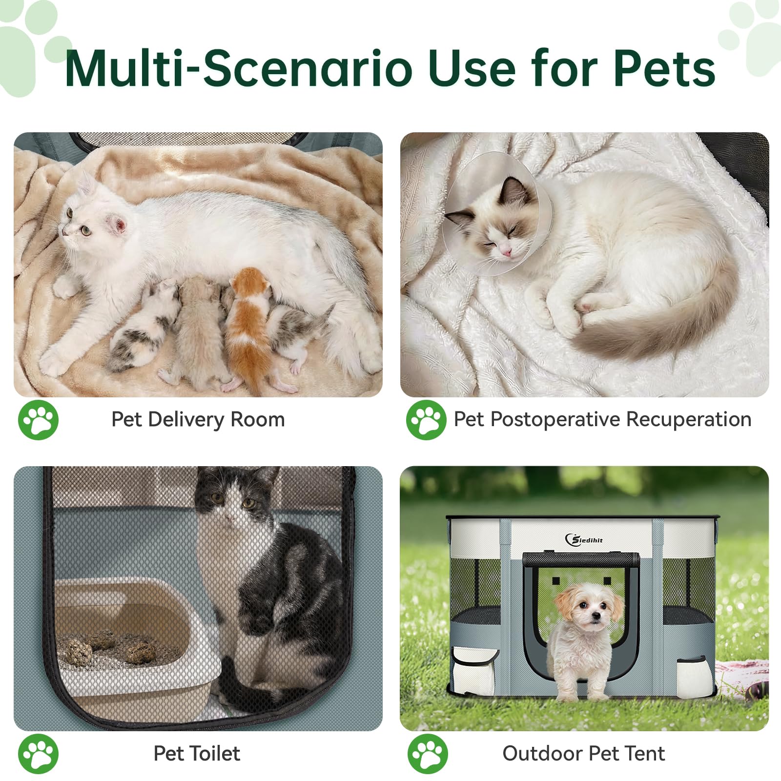 Parc de jeu pour chien, chat, chiot - Parc portable pour l'intérieur et l'extérieur, les voyages, le camping - Niche pliable pour lapin et petits animaux avec étui de transport
