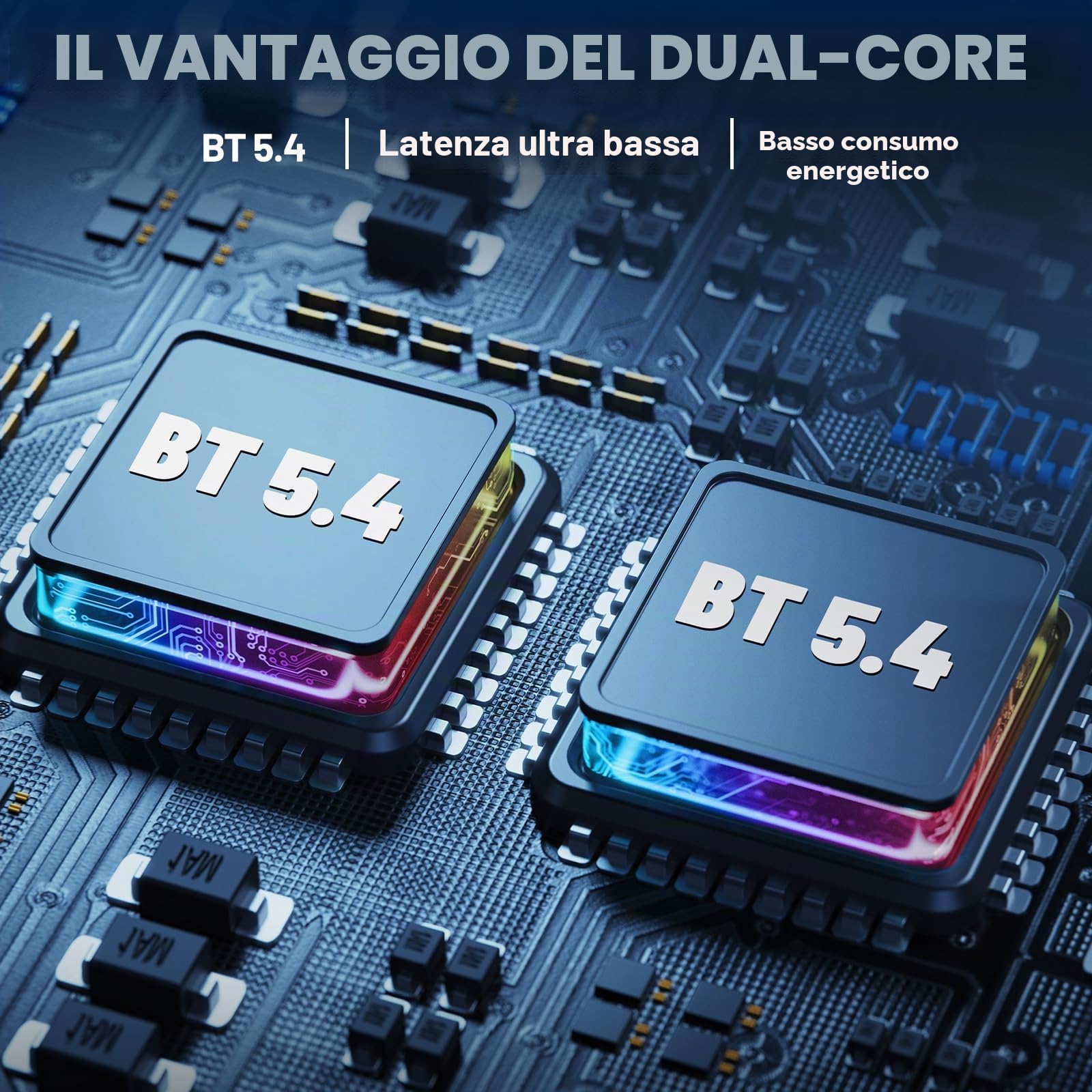 Intercom Moto Duo per 2 caschi, Bluetooth 5.4 con condivisione musicale, sistema di comunicazione da 500 m per 2 motociclisti, IP56 impermeabile - compatibile con tutti i caschi (confezione da