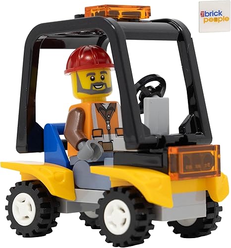 LEGO Ciudad: Minifigura del trabajador de la construcción del aeropuerto con coche de servicio