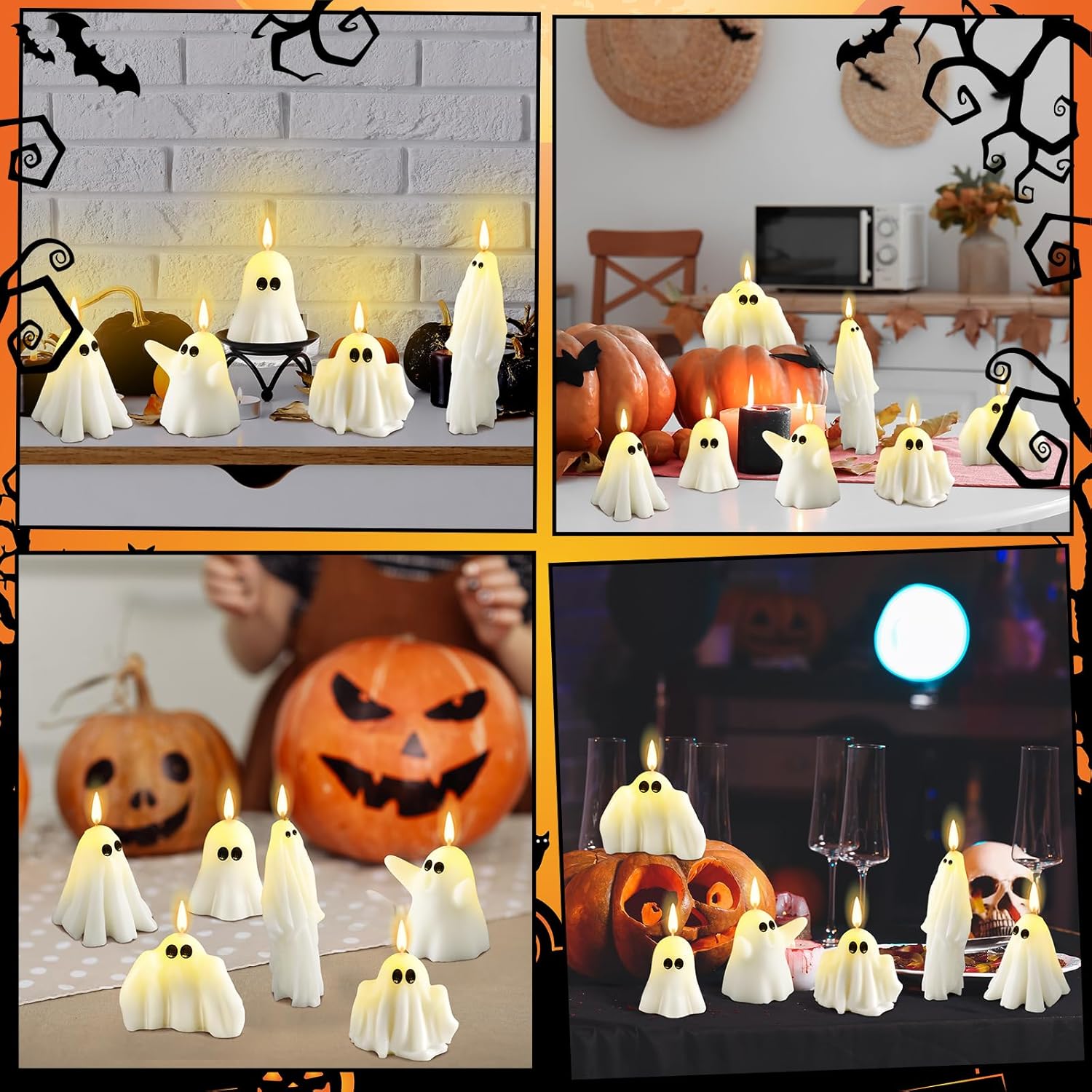 ハロウィン大型ゴーストキャンドル ホワイト不気味な香り付きハロウィンキャンドル ホラーギフト キャンドル ティーライト ゴスルーム装