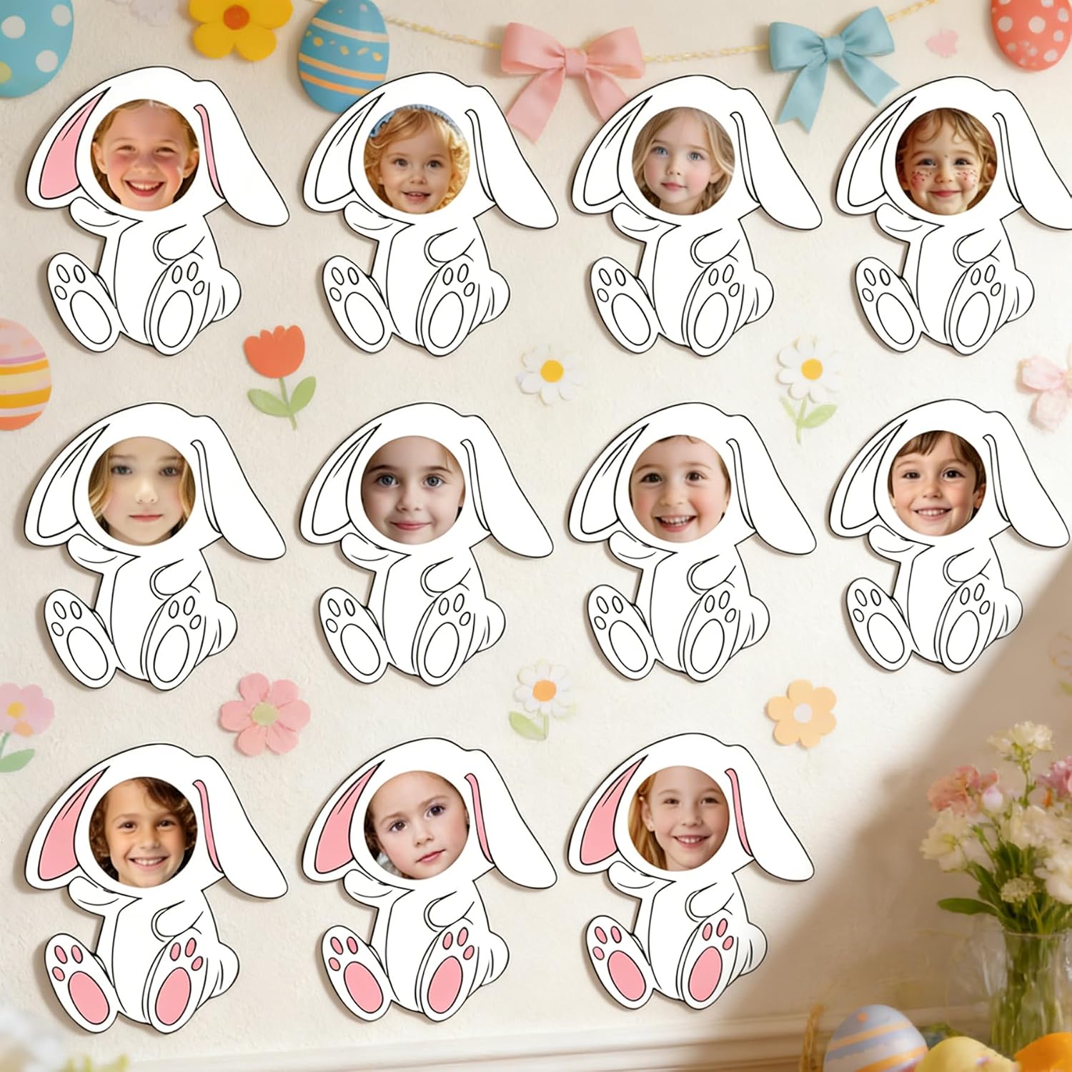 50 Pcs Easter Bunny DIY Cutouts Color Your Own Rabbit Mask Easter Bunny Cut Outs Easter Bulletin Board for Classroom Decoration Bulletin Board Party (5.67x6 Inch) image 4
