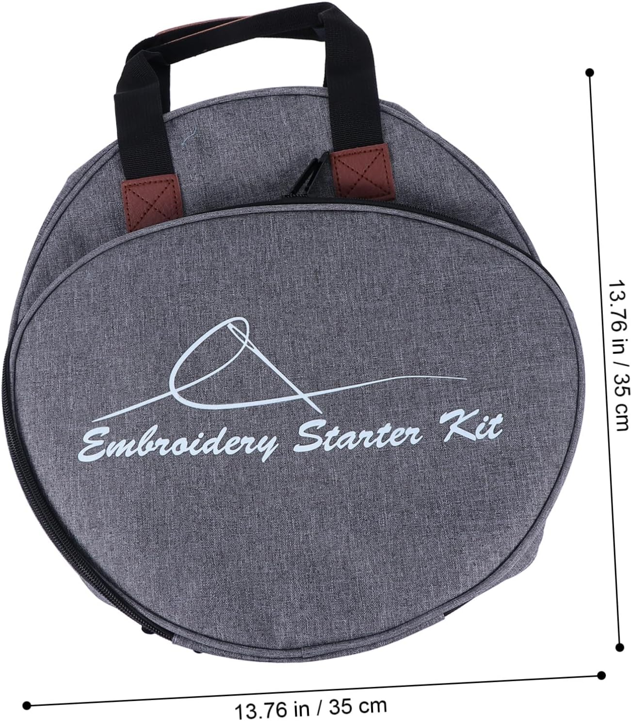 RUNROTOO Embroidery Kit Bag and Tool Holder for Cross Stitch, Grey Portable Storage Pouch with Multiple Compartments, Suitable for Students and Sewing Supplies Organization