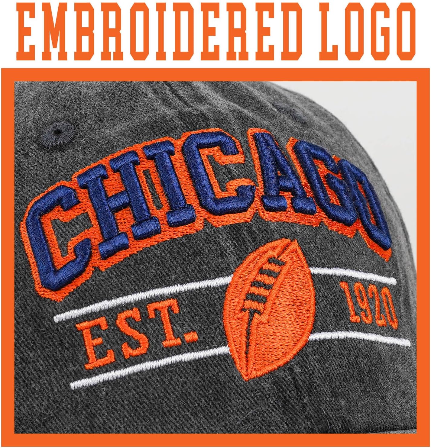 Football Hat for Men Women Vintage Embroidered City Hats Apparel Gifts Classic Baseball Cap - Image 2