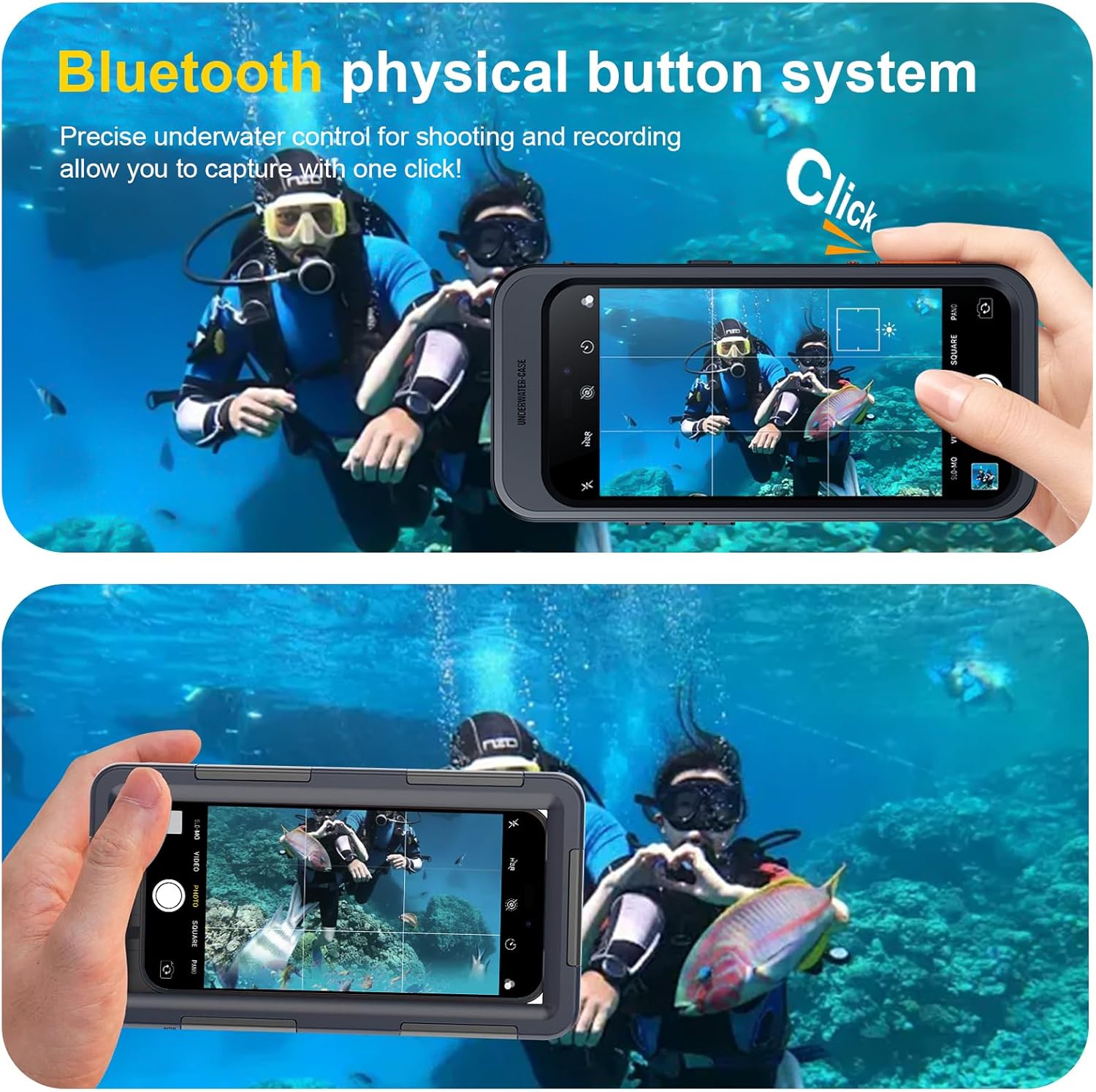 [Bluetooth Control] Underwater Camera Case for iPhone 15 Pro Max Case Waterproof,[ IP68 Underwater Physical Button Photography & Video Recording] Cover Bag Box for Snorkeling, Swimming & Surfing-6.7"