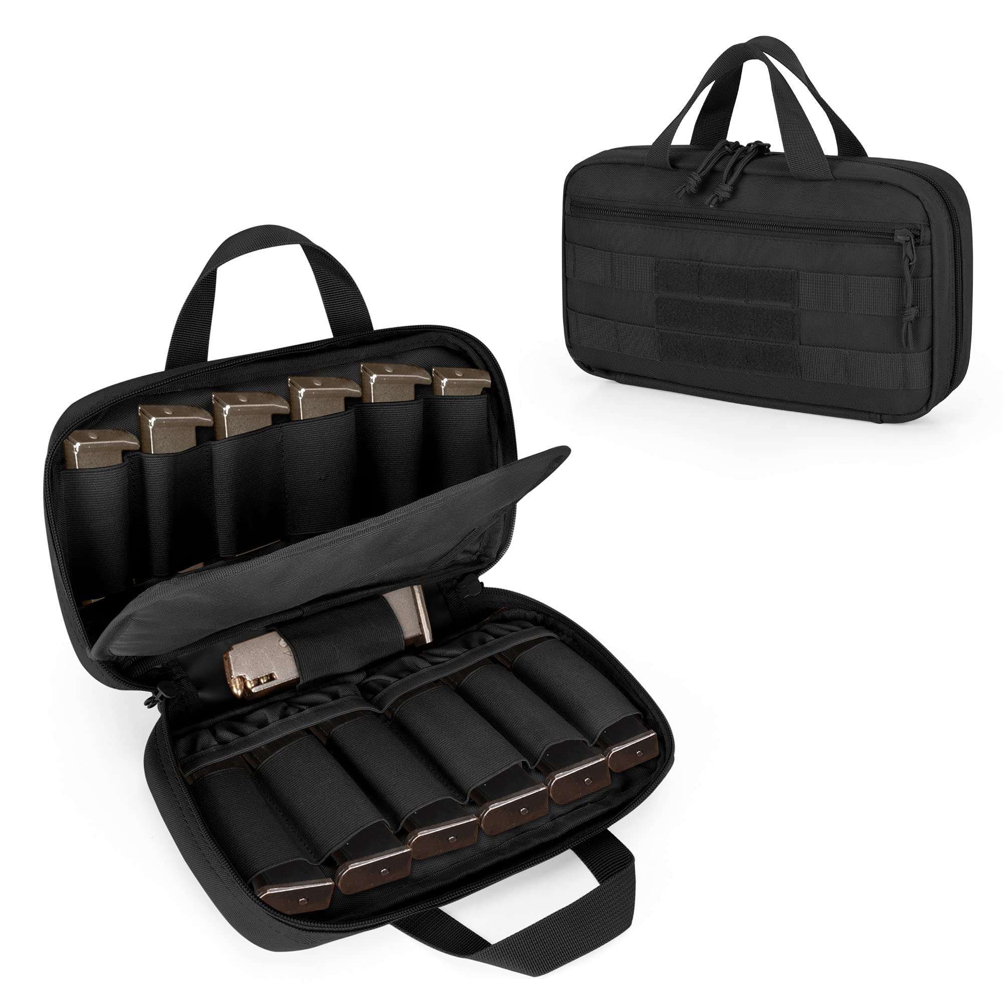 DSLEAF Tactical Pistol Magazine Storage Bag, MOLLE Mag Pouch Hold Up to 13x Standard Single/Double Stack Magazines for Medium and Large Handguns (Patent Design)