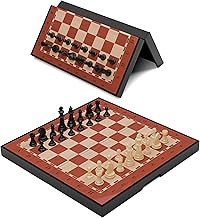 Konex Magnetic Chess Board Game Set for Kids & Adults | Durable, Lightweight & Foldable Board with Inbuilt Storage & Anti Scratch Surface | Ideal Indoor & Travel Friendly Game (9.5 x 9.5 Inch, Brown)