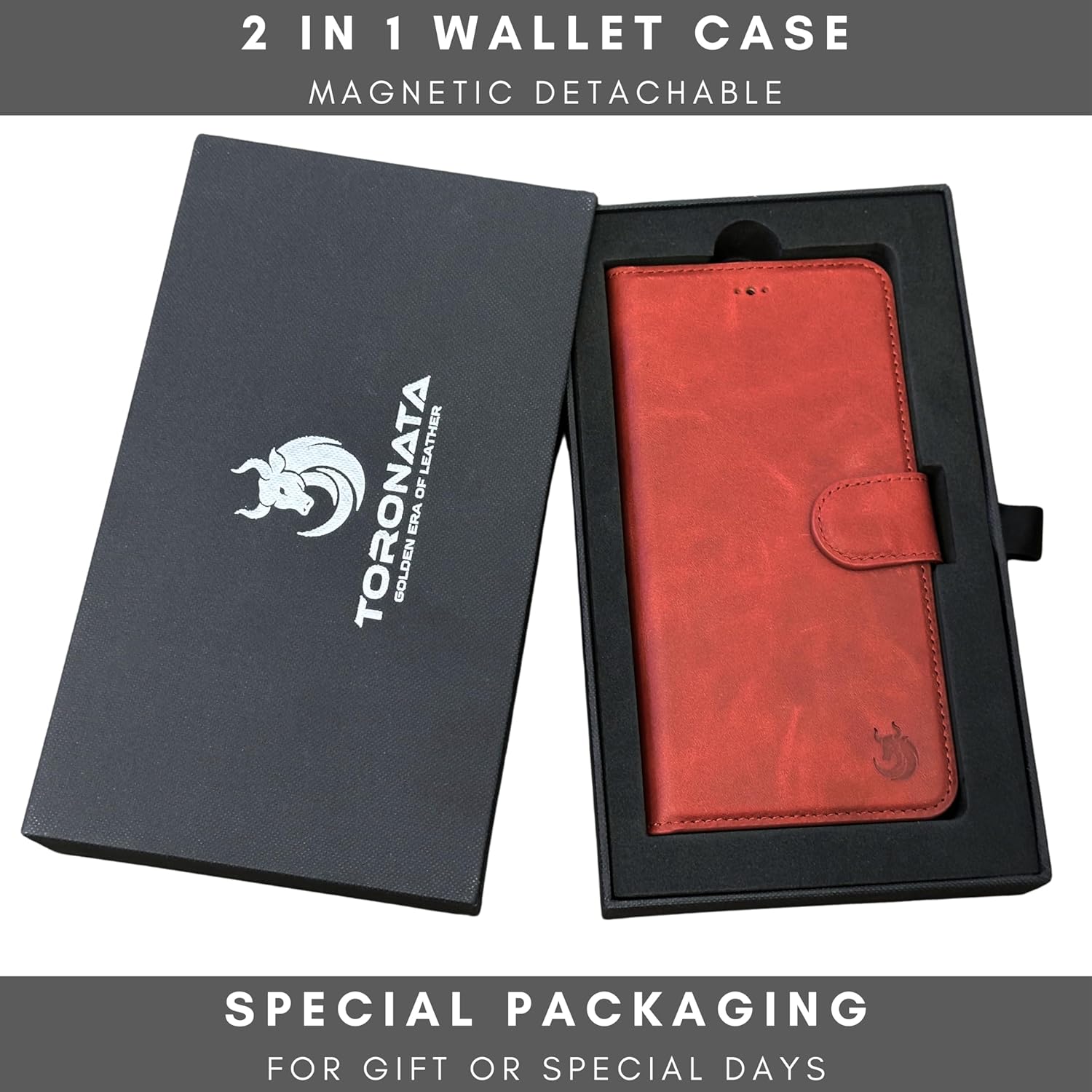 Nevada Samsung Galaxy S24 Leather Wallet Case - Luxury S24 Case with Kickstand, Card Slots - Handcrafted Anti Scratch RFID Leather Wallet (Red)