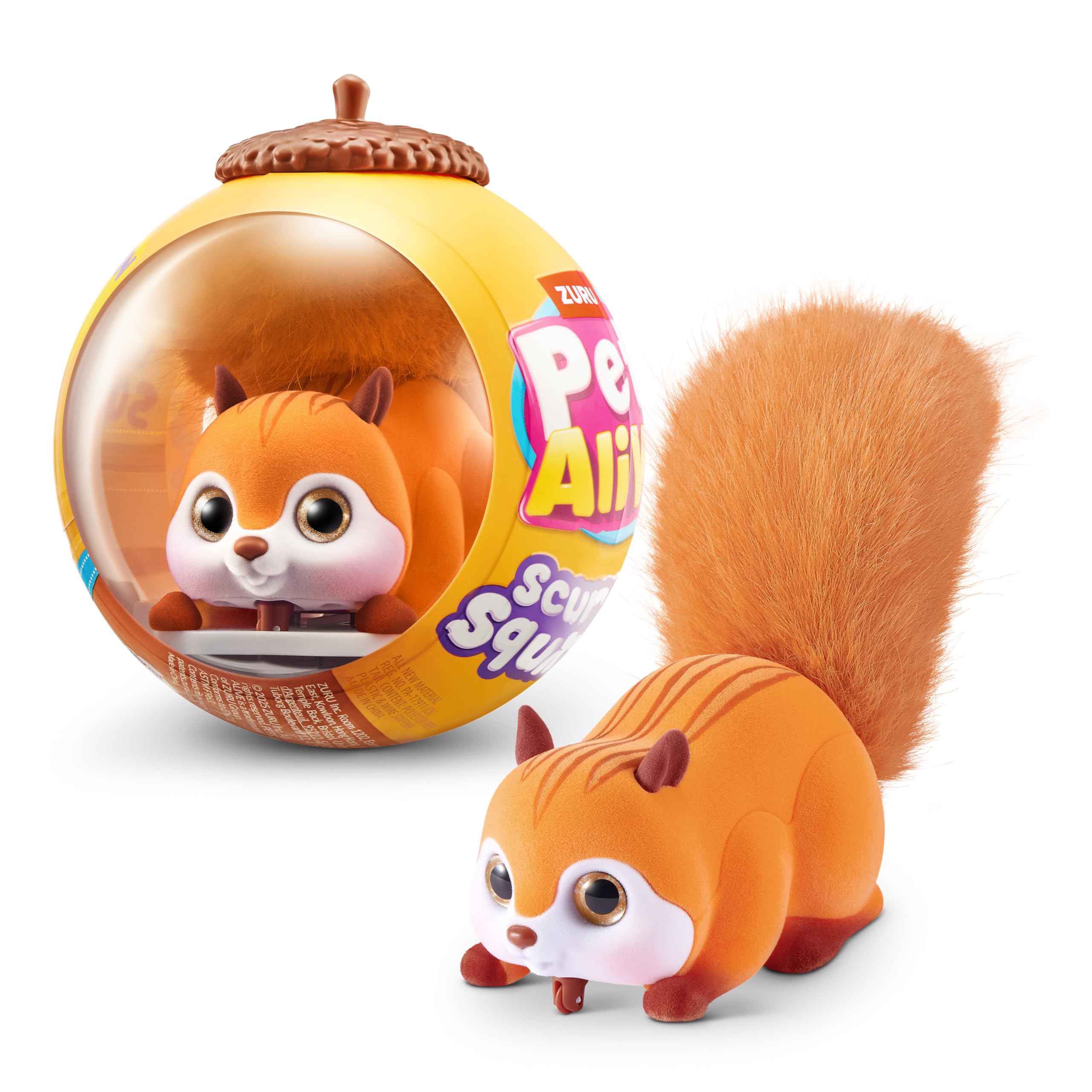 Pets Alive Scurry'n Squirrel (Orange) de ZURU – Jouet Animal Robotique Interactif, Écureuil Mobile avec Mouvements et Sons Réalistes, 2 Ans+