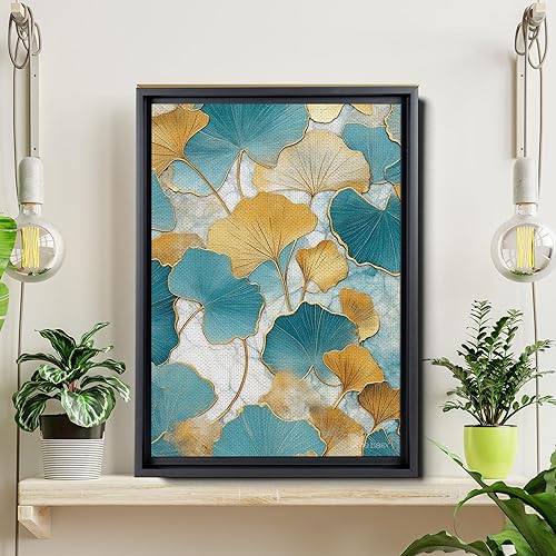 Miniatura 6 de Gold Turquoise Ginkgo Leaf Print, Captivating Plants Wall Art, Ginkgo Biloba Leaf Print Painting, Embrace the Serenity of Nature