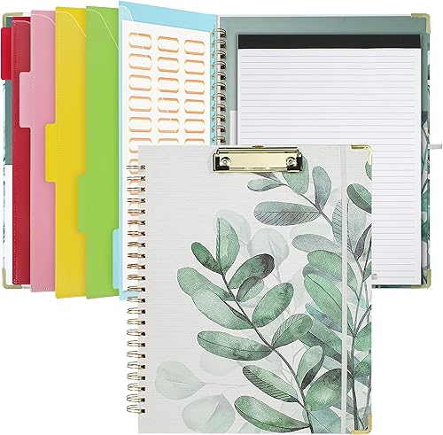 Vista 57 de Carpeta de 3 anillos con portapapeles, tamaño carta de 1 pulgada, bonita carpeta de portapapeles con bloc de notas recargable, 5 carpetas Azul