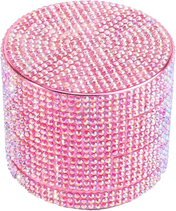Aluminium Herb Grinder-50mm Diamond Grinder for Dry Herbs & Spices, 4 Piece Metal Grinder with Pollen Catcher (Pink)