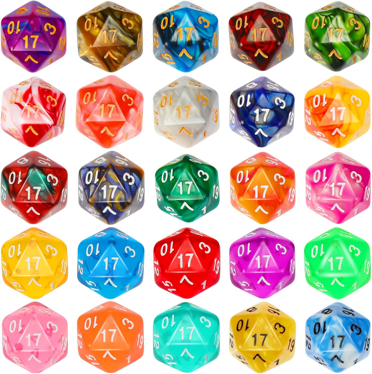 Skylety 200 Pieces Polyhedral Dice Sets with Black Pouch Compatible with RPG MTG Tabletop Role Playing Table Games Multi Colored Assortment (20 Sided Style)