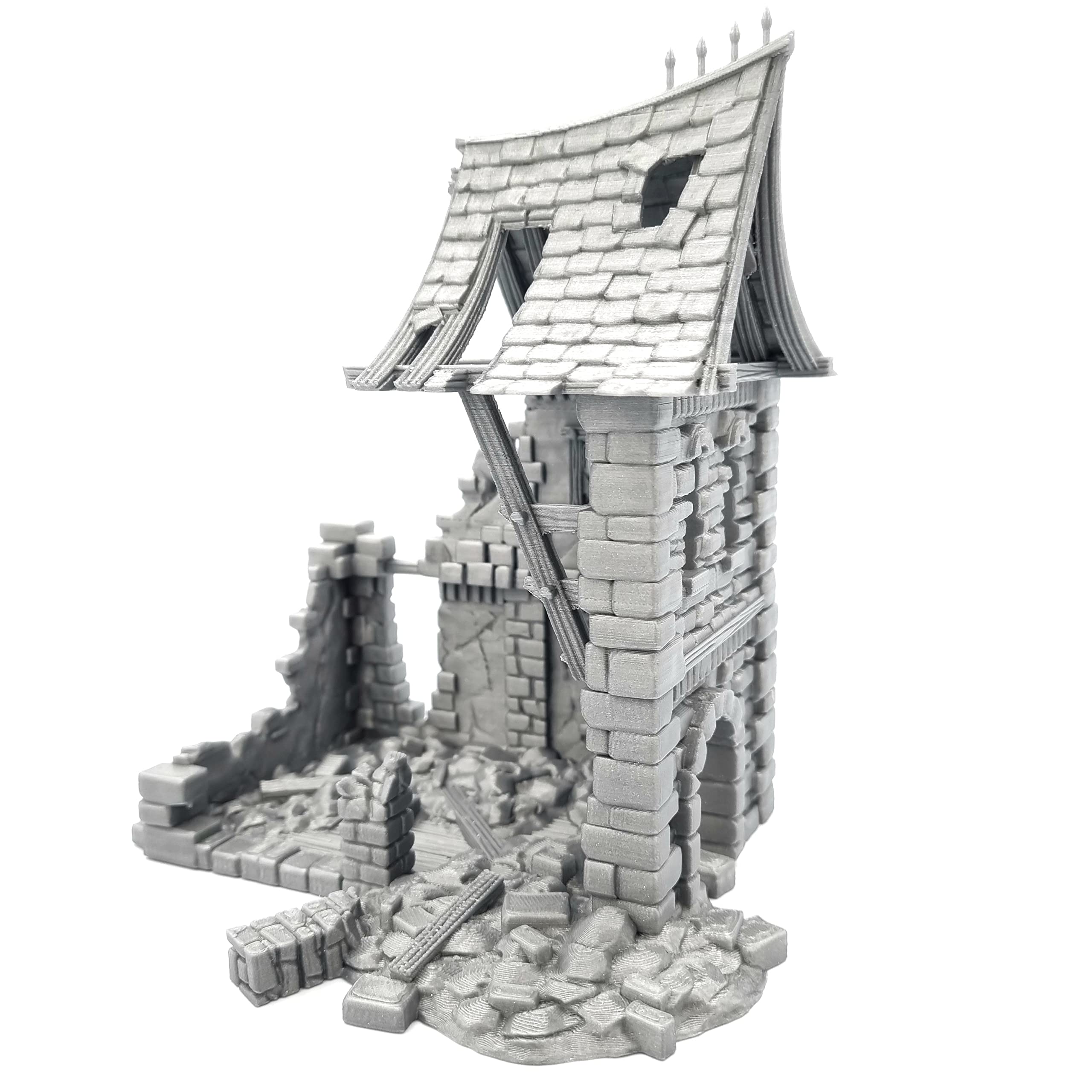 QP3D – Bâtiment médiéval en ruine de bataille – Paysage de terrain de maison fantastique pour table et RPG 28–32 mm Miniatures Wargame Props DND D&D, impression 3D et peinture