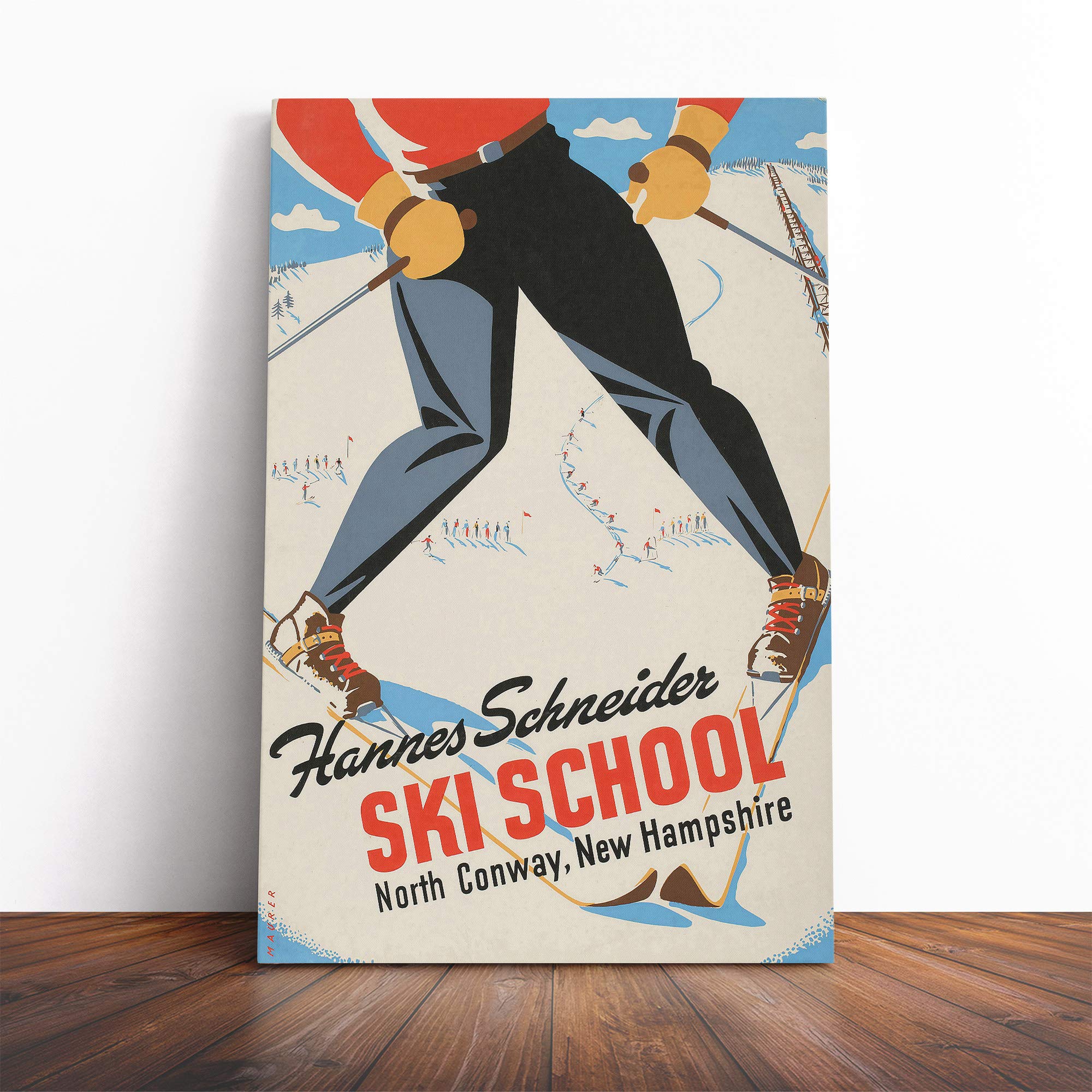 Ski Travel Poster Vol.11 Canvas Print | Gallery Wrapped 30mm Frame Wall Art | 24x16 inches | Ready to Hang | Retro Picture | Living Room Bedroom Lounge Office