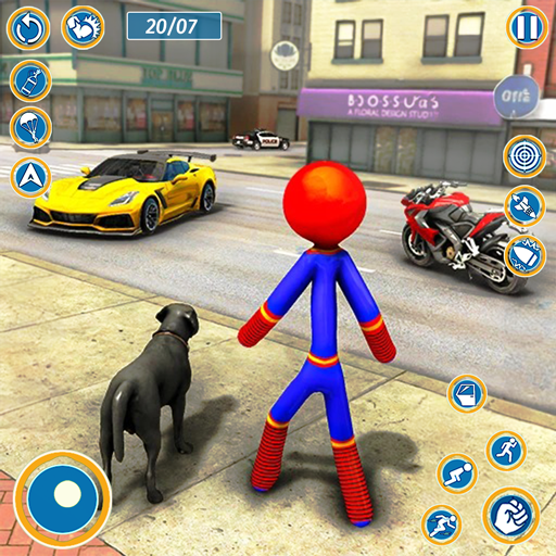 Echter Strichmännchen-Flugheld-Stadtkampf – urbaner Gangster-Kampfsimulator 3D