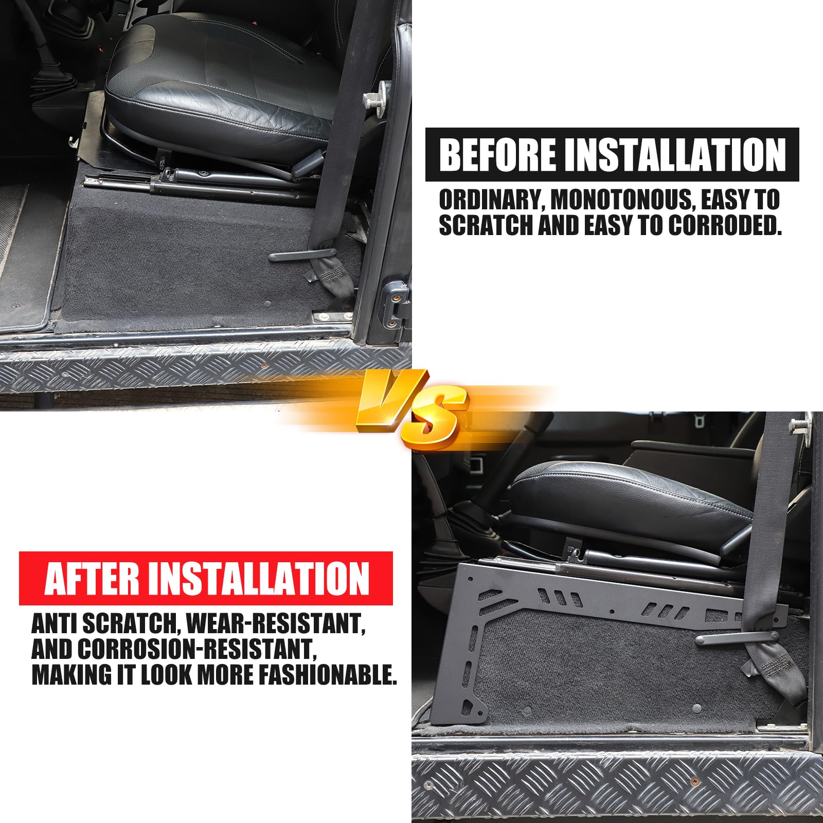 PIUGILH Seat Bracket Compatible with Land Rover Defender 2004 2005 2006 2007 2008-2018, Seat Side Mounting Bracket Track Assembly Sets, Includes Brackets and Hardware, Black, 2Pcs