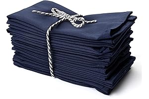 Navy Blue Linen Napkins - Premium Quality, Reusable, and Durable 12-Pack