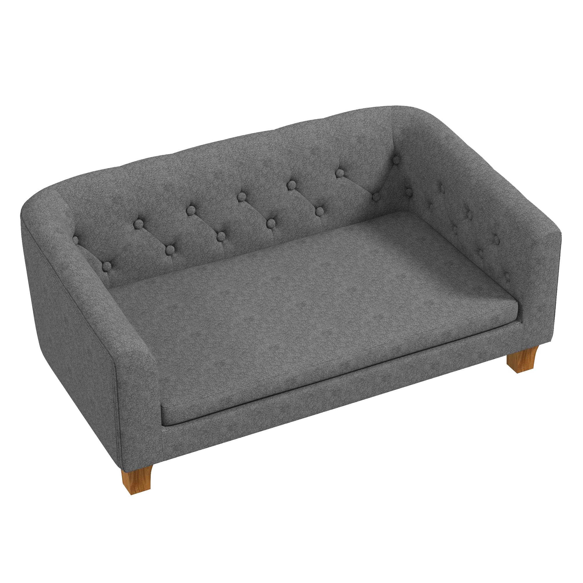 PawHut Canapé pour Chien et Chat, canapé surélevé pour Chiens de Petite et Moyenne Taille, avec Coussin Doux Amovible, Installation Simple, 96 x 60 x 42 cm, Gris