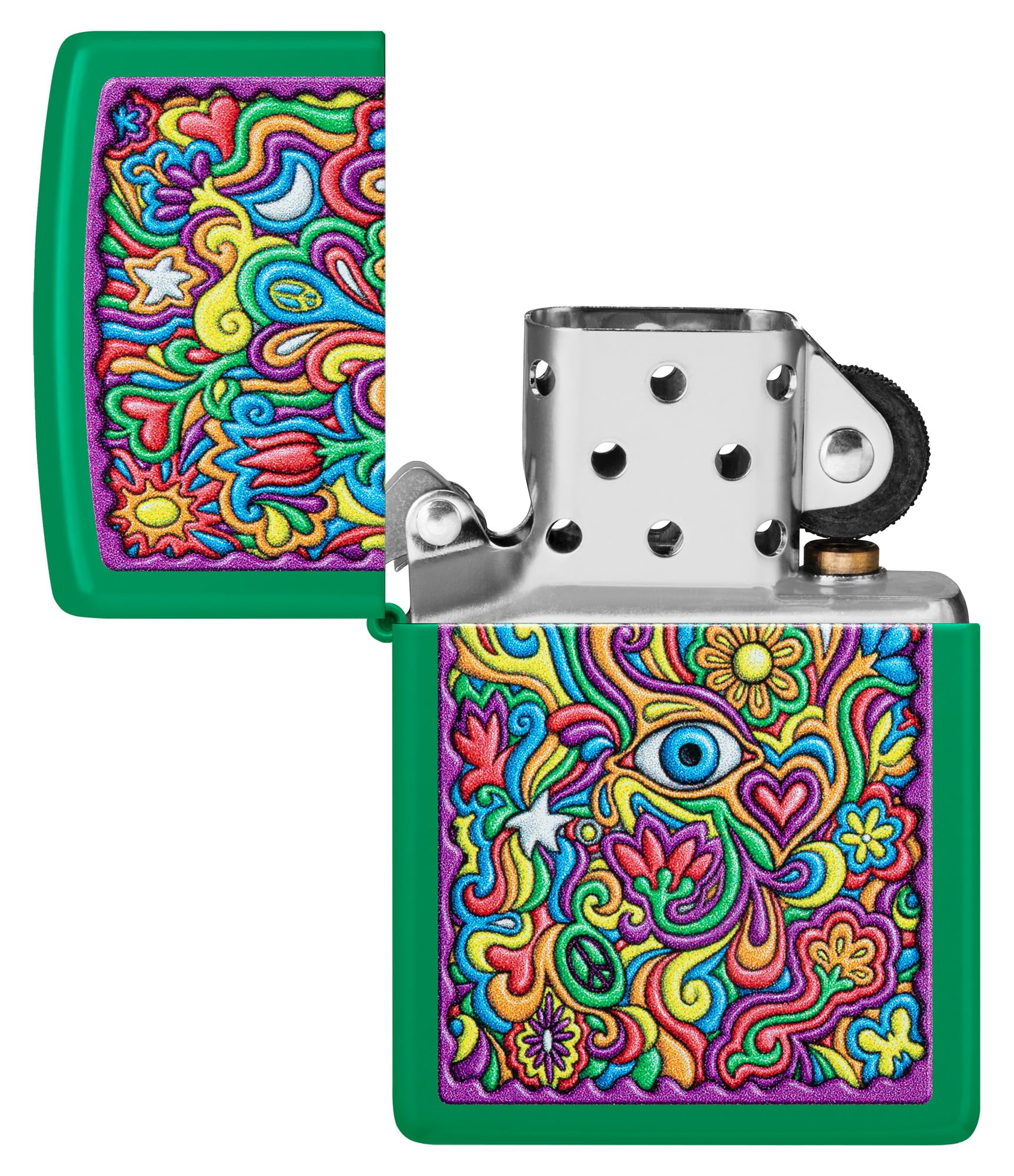 Zippo Accendino Antivento Trippy Design 48957 Finitura Matte Verde Prato