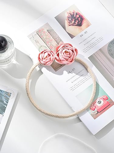 Miniatura 5 de SUQ I OME 2 piezas de flores artificiales hechas a mano con clips para cortinas de ventana para mujeres, niñas, dormitorio decorativo (rosa)