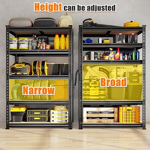 Miniatura 5 de Estantería de garaje de 72.12 pulgadas de alto, estantes de almacenamiento con carga de 2100 libras, estantería ajustable de 5 niveles con tablas de