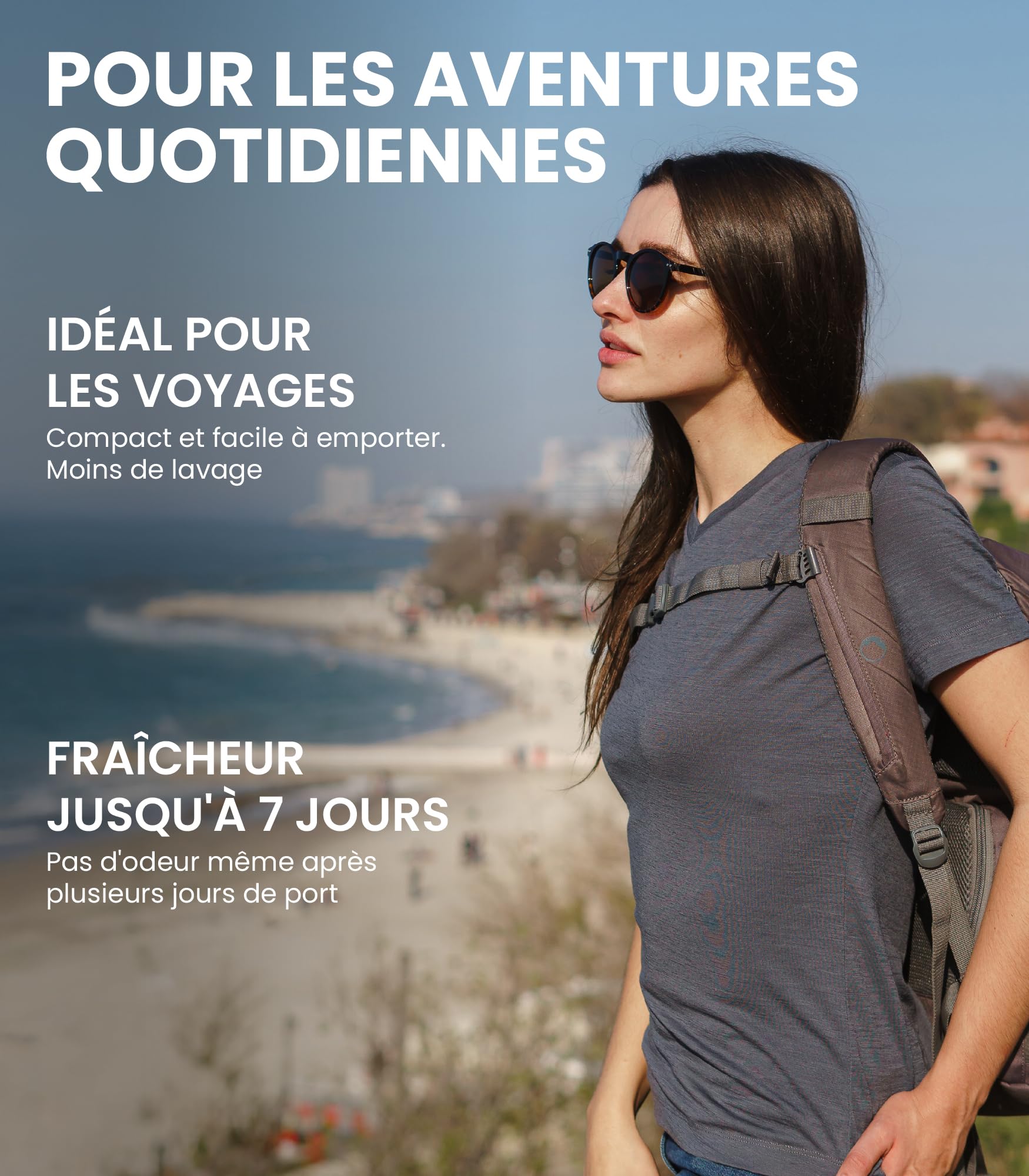 Merino.tech T-Shirt en mérinos pour Femme + Chaussettes de randonnée gratuites – Léger, Respirant и Anti-Odeur