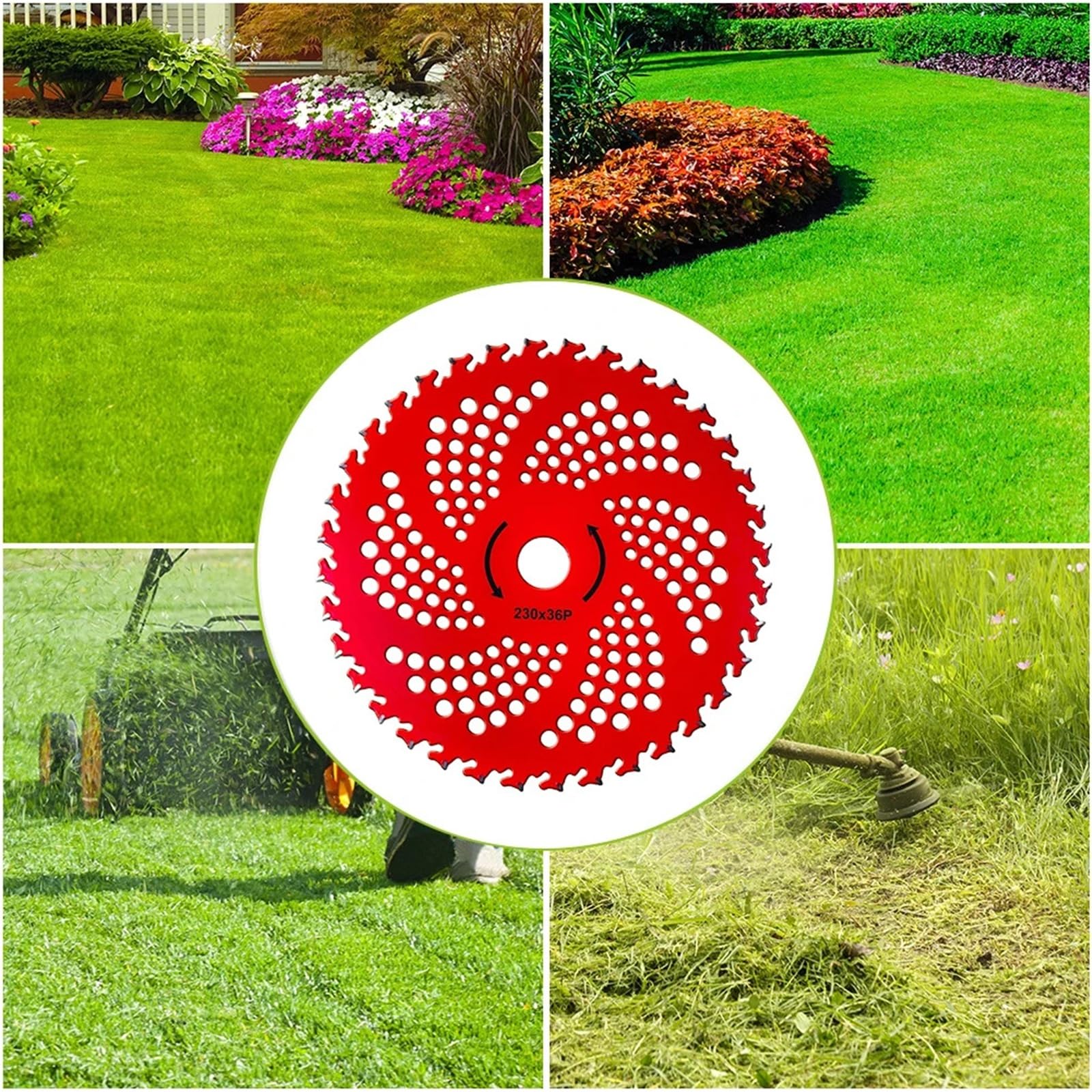 Genérico Cuchilla cortadora de césped de 36 Dientes de 9 Pulgadas | Disco de repuesto circular de 2 piezas compatible con herramientas eléctricas de jardín for cortacésped