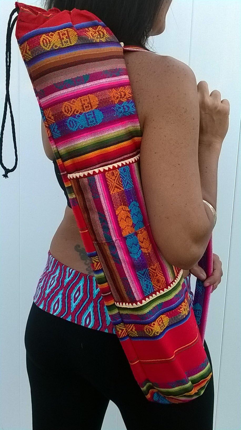 Incan Yoga Mat Bag Fair Trade made in Ecuador (Red) (Red)