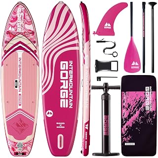 11'x34 Ultra Wide Inflatable Paddle Board, Stand Up Paddle Board &420lb Capacity for All Skill, Paddle Board for Yoga/Family, EVA Deck, US Fin, 100L Bag, High-Pressure Pump, Safety Leash - Amazon product rated Grade A