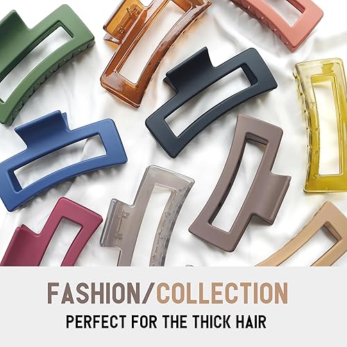 Miniatura 7 de Pinzas de garra extra grandes para cabello grueso y cabello largo, paquete de 2 pinzas de garra tamaño XXL, pinzas rectangulares antideslizantes