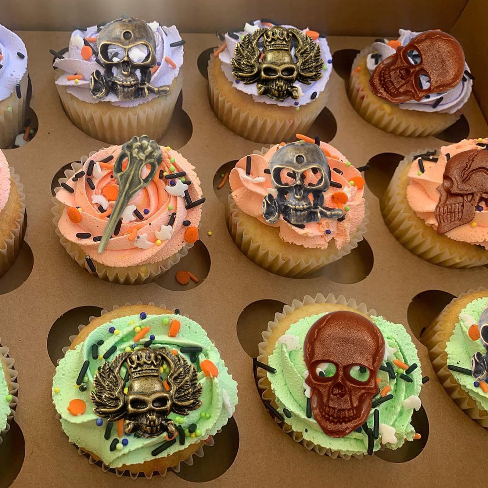 Moules En Silicone Tête De Mort Halloween - Lot De 2, 10 Cavités 3D, Pour Gâteaux, Chocolats, Muffins