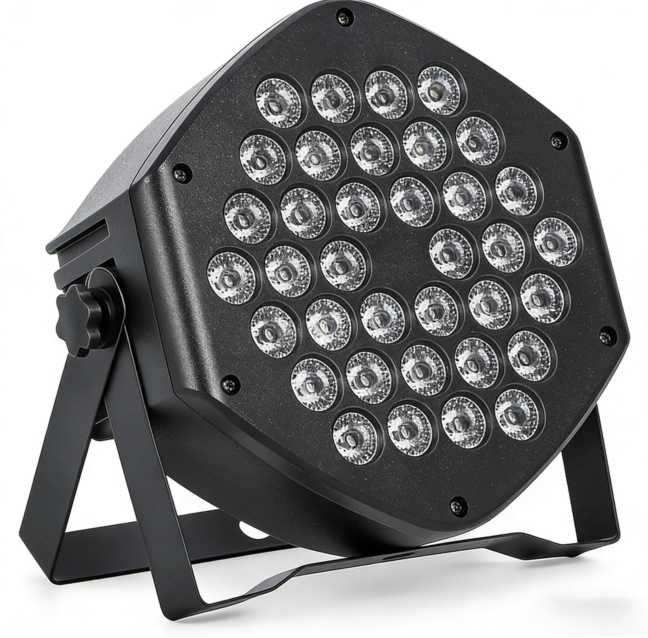 Luces Par LED DJ RGB recargables de 36 LEDs – 7 modos de iluminación, control DMX y remoto flexible – Iluminación para fiestas, discotecas, eventos y DJ – Pack europeo de 4 unidades, batería