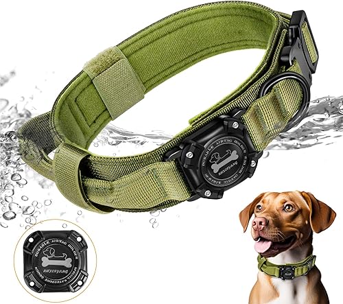 RHXOFYANG - Collar táctico para perro, diseño de soporte para Airtag impermeable, duradero y ajustable, collar de perro de nailon resistente y