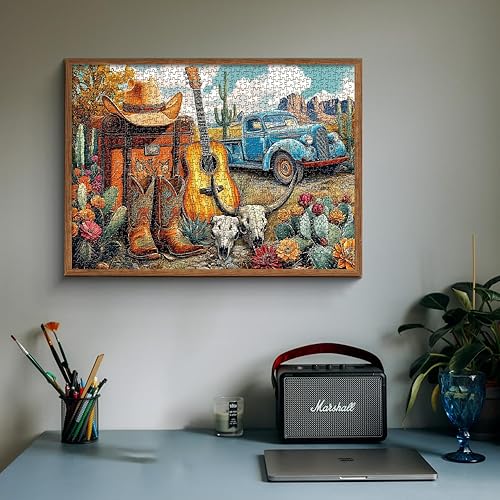 Miniatura 6 de PICKFORU Rompecabezas de plantas de cactus para adultos de 1000 piezas, rompecabezas de desiertos de vaquero de 1000 piezas de arte occidental,