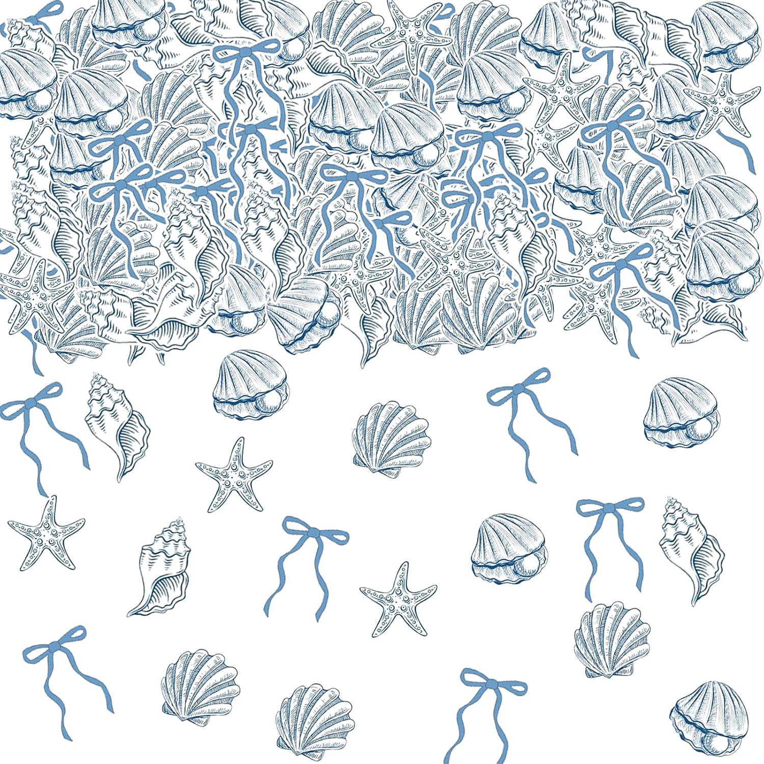 Seashell Confetti,100PCS Blue Bow Starfish and Seashell Confetti Beach Sea Theme Party Table Decorations for Summer Birthday Baby Shower Wedding Bachelorette Decorations Supplies