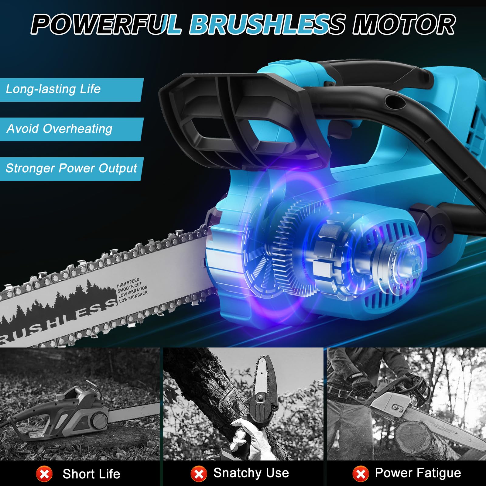 Tronçonneuse sans fil pour batterie Makita 18 V, 30,5 cm/25,4 cm, mini tronçonneuse 2 en 1 avec verrou de sécurité, tronçonneuse électrique portable de 1100 W pour la coupe du bois, la taille des