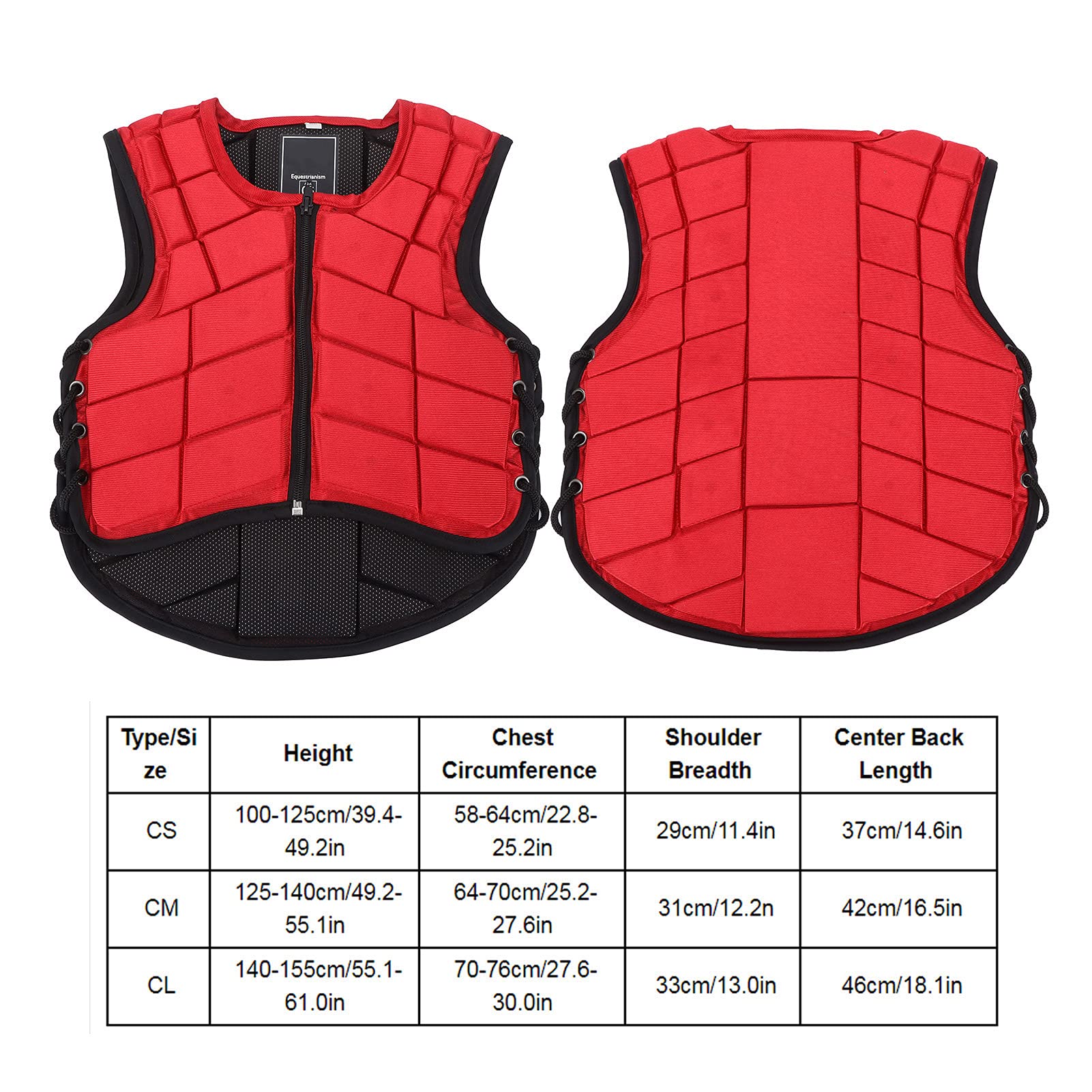 DEWIN Gilet equestre per Bambini, equipaggiamento Protettivo per Equitazione di Sicurezza Imbottito in Schiuma, Protezione per Il Corpo equestre, Rosso