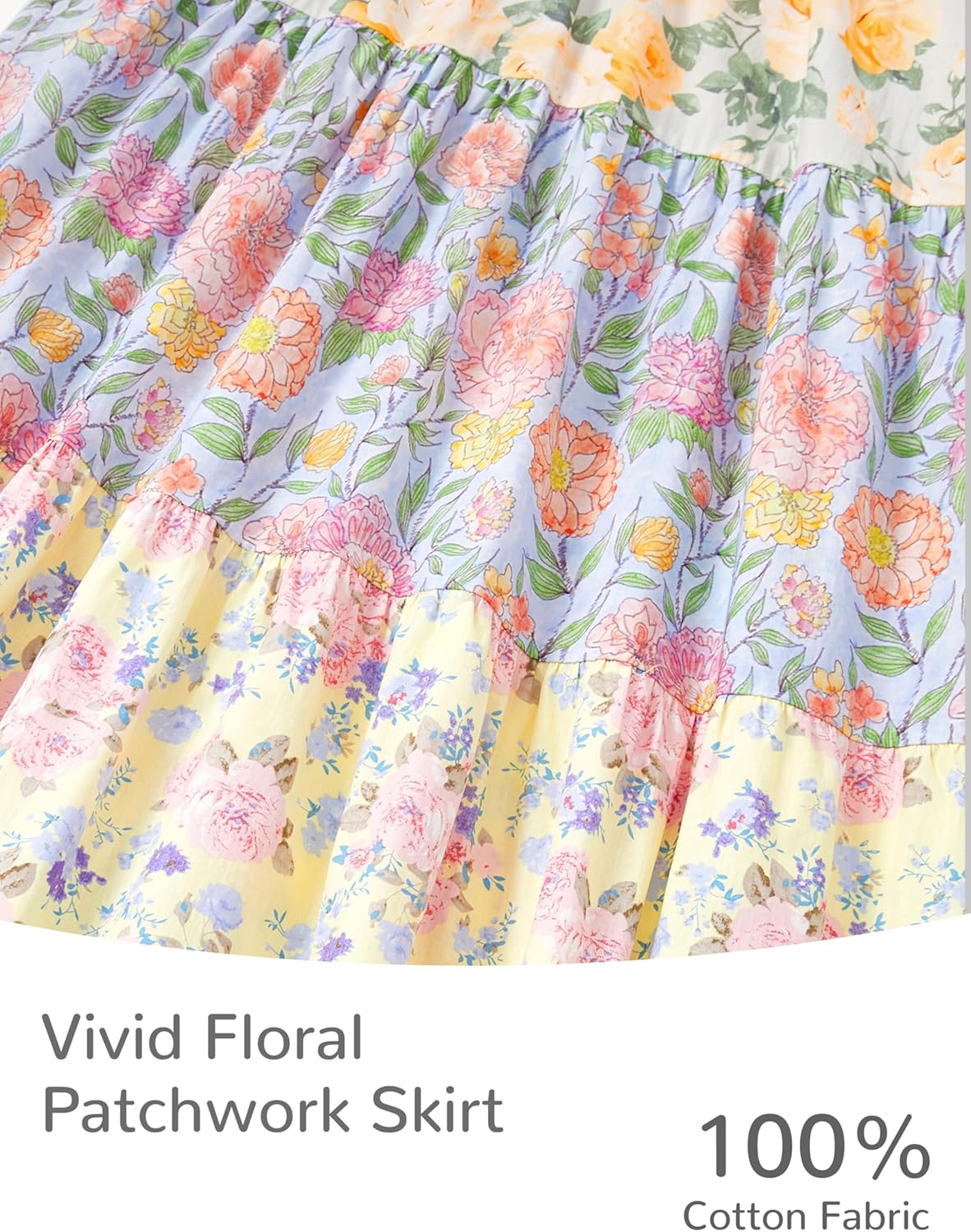 Sunny Spirit Girls Maxi Dress Tween Girl Summer Spring Easter Floral Boho Smocked Patchwork Bowtie Strap Sundress 5-14 Years
