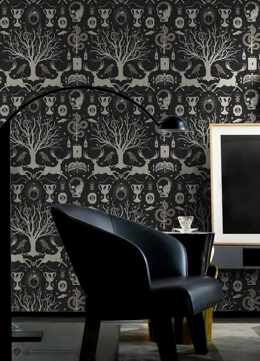 Harry Potter Horcrux Black Damask Peel and Stick Wallpaper by RoomMates, RMK12781PLW