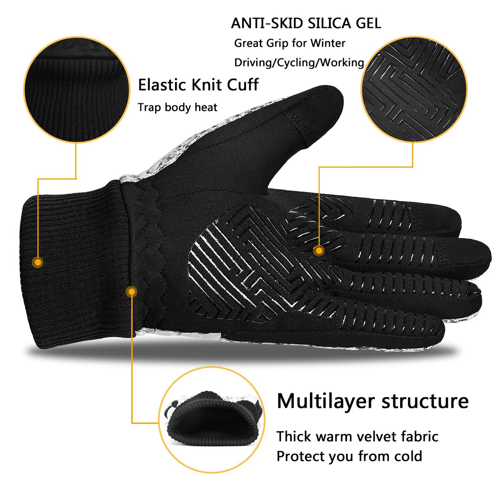 Guanti Invernali Guanti Caldi, Guanto Antiscivolo Touchscreen Guanti da Ciclismo per Bici per Guida, Sci, Corsa, Moto/Palestra