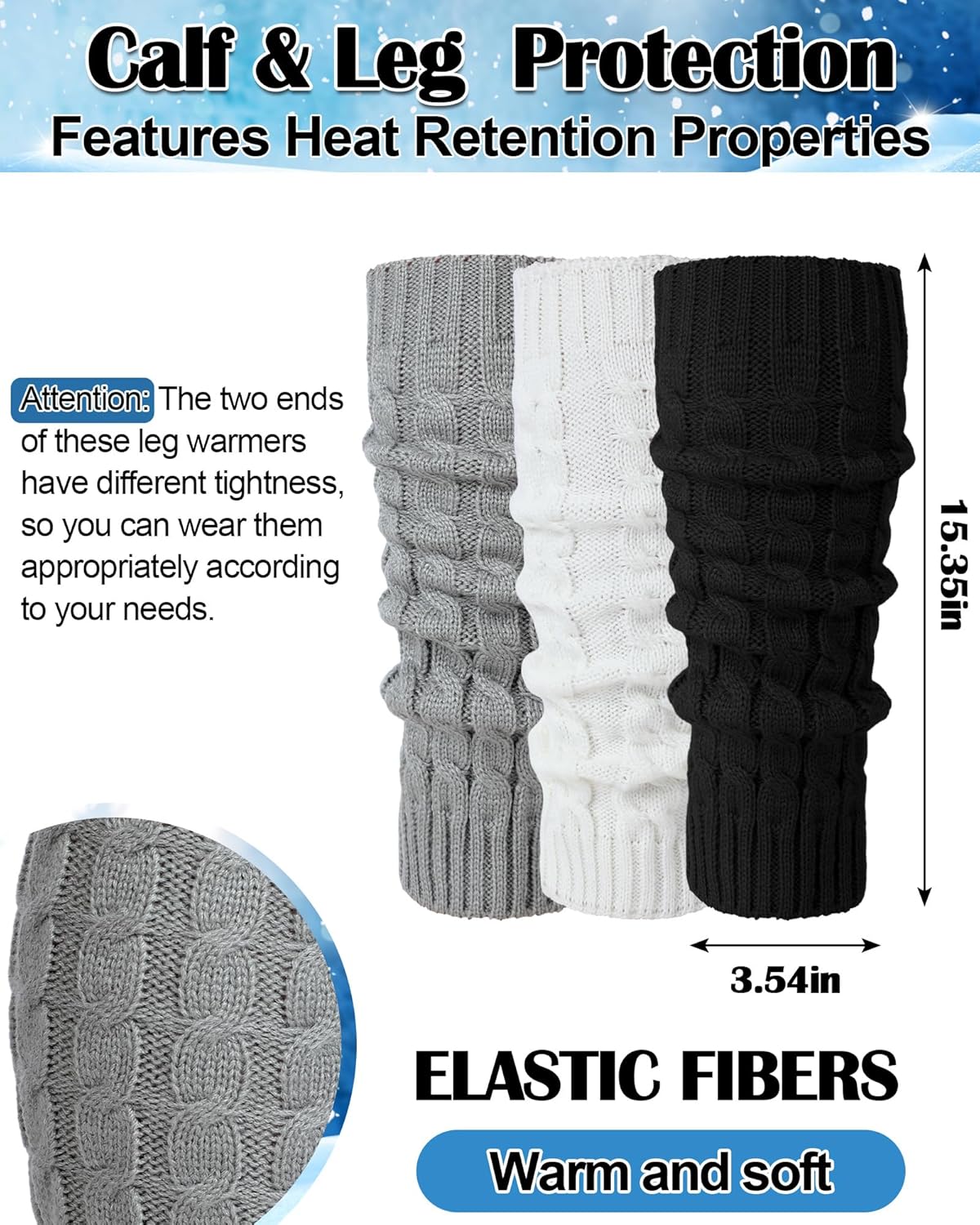 Chuarry 6 Pairs Skating Leg Warmer Sets for Women Girls Knit Long Leg Warmers Socks Calf Socks Set for Ice Figure Skating - Image 3