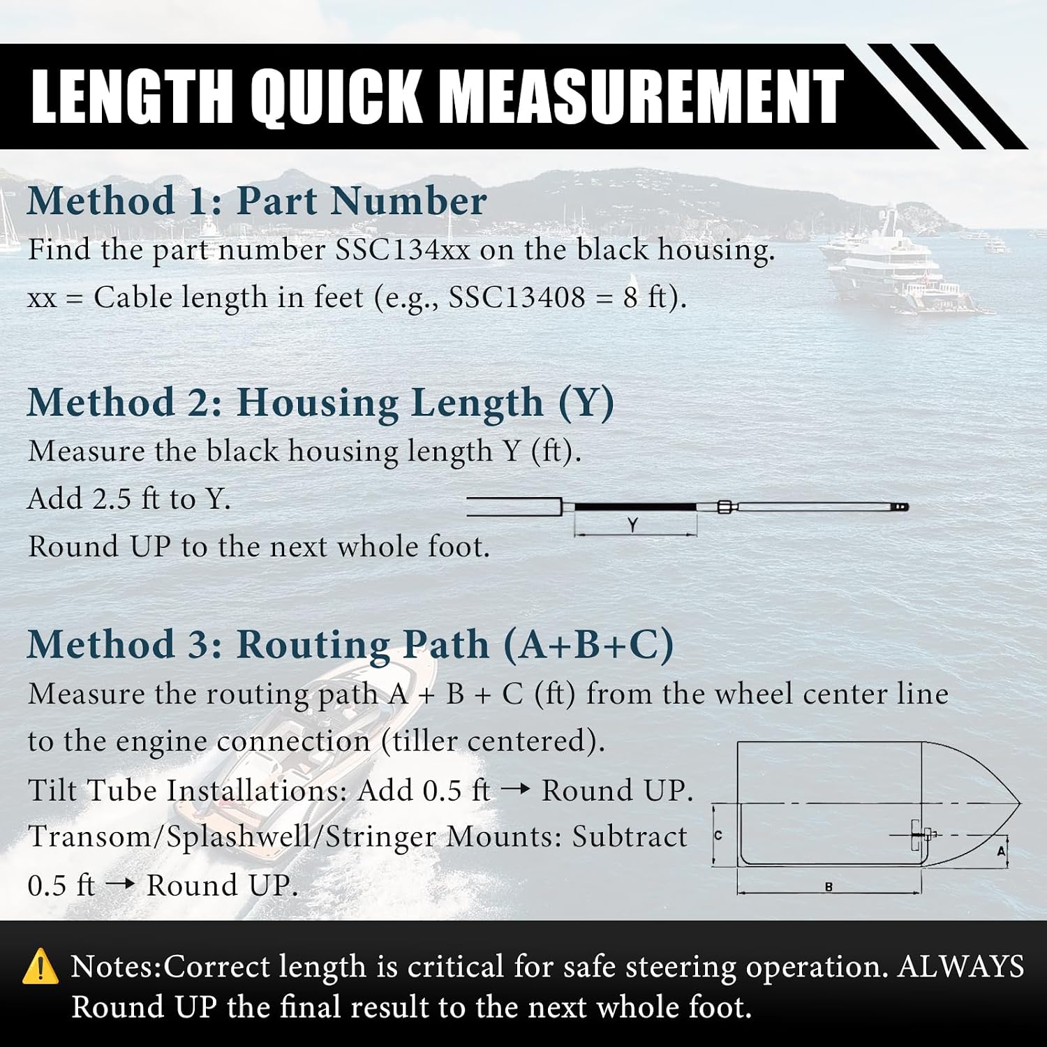 SSC13415 Mechanical Steering Cable 15FT