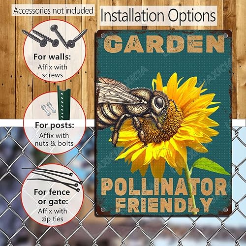 Vista 53 de LIUAXICIA Letreros de metal divertidos para jardín, letreros de metal con diseño de colibrí, para garaje, hogar, cafetería, bar, granja, pared