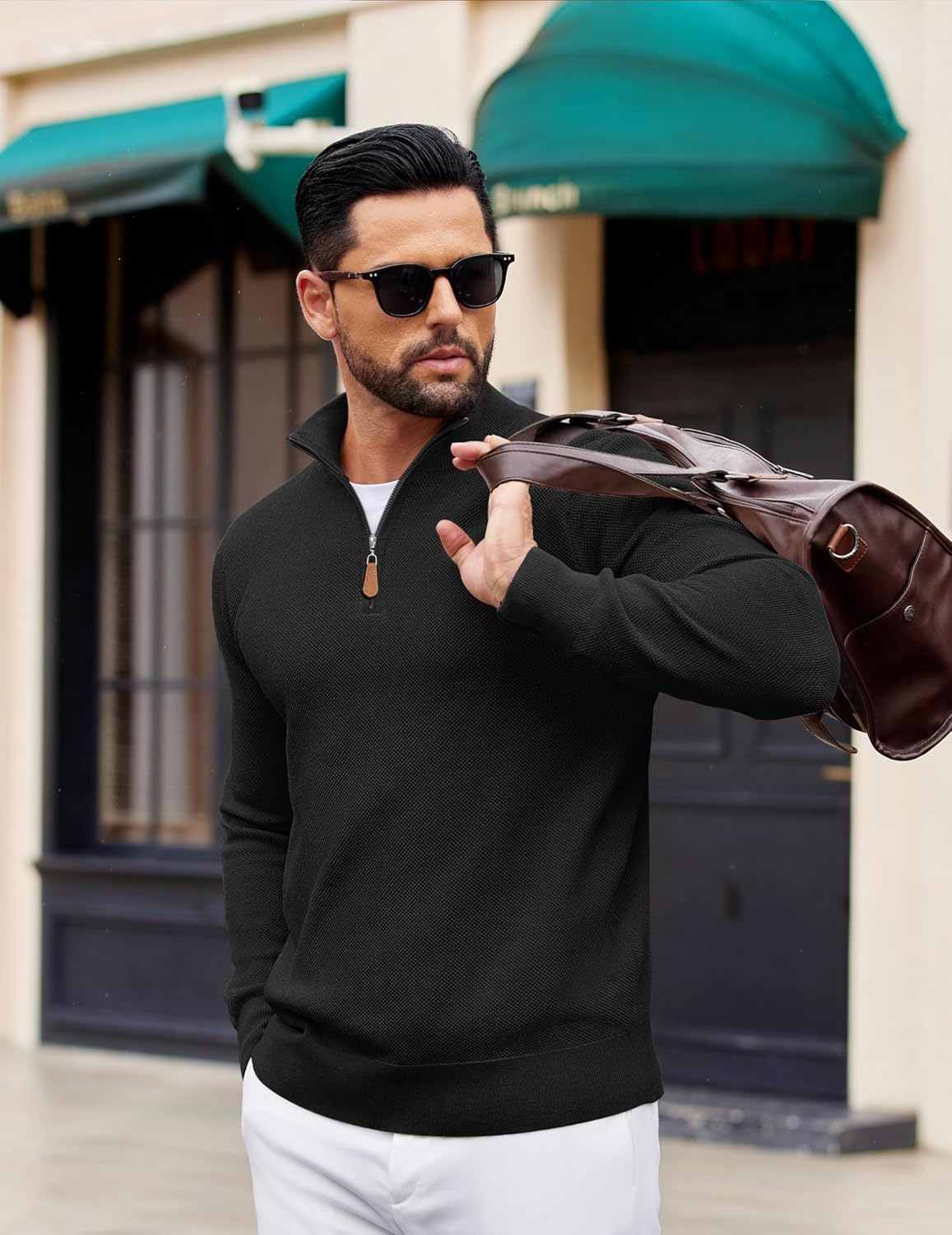 COOFANDY Men's Quarter Zip Pullover Dress Slim Fit Sweater Mock Neck Sweaters Casual Long Sleeve Pullovers - Image 5