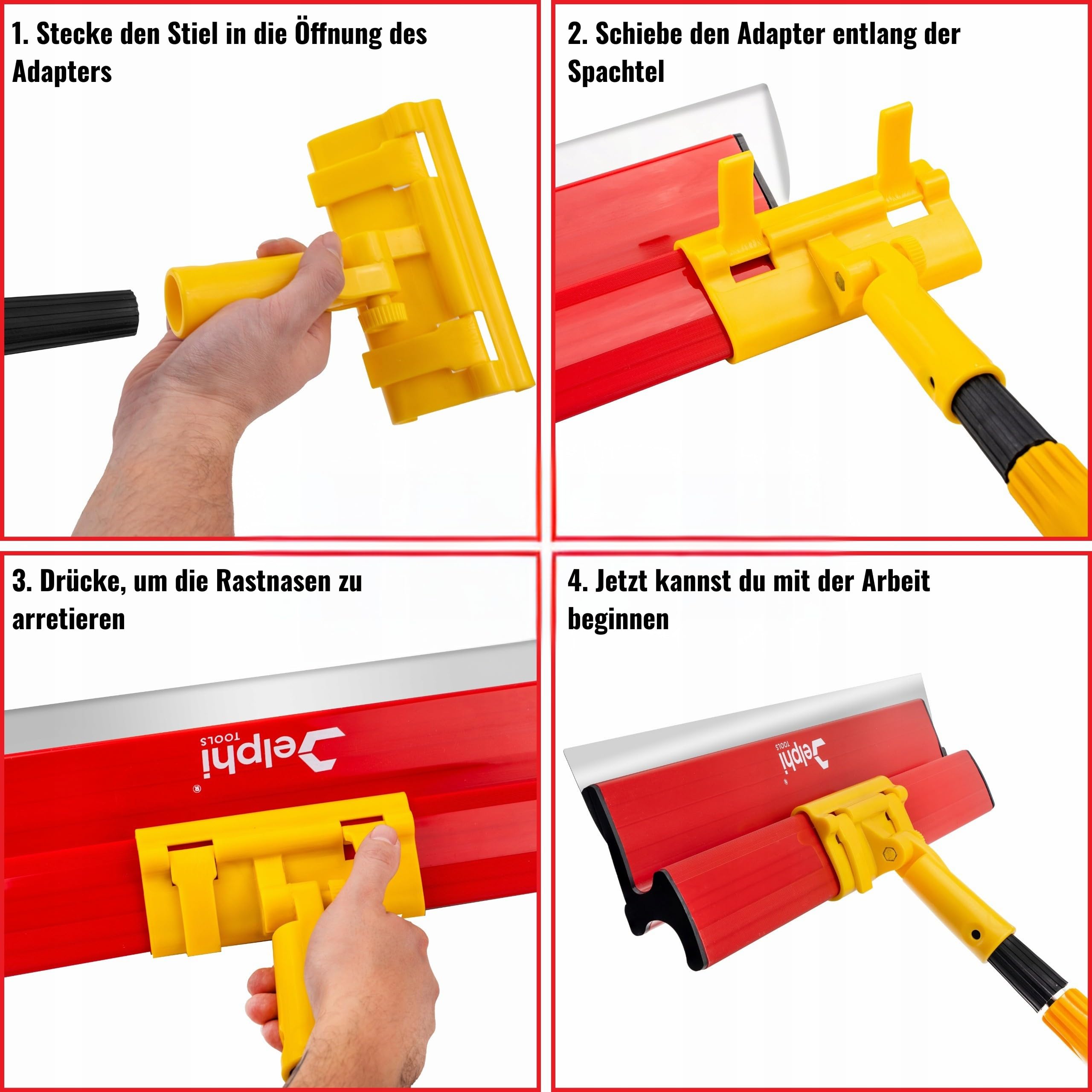 Delphi 8-Teiliges Flächenspachtel Set 60cm mit Spachtelwalze - 2m Teleskopstange mit Ergonomischem Griff erleichtert das Auftragen von Spachtelmasse