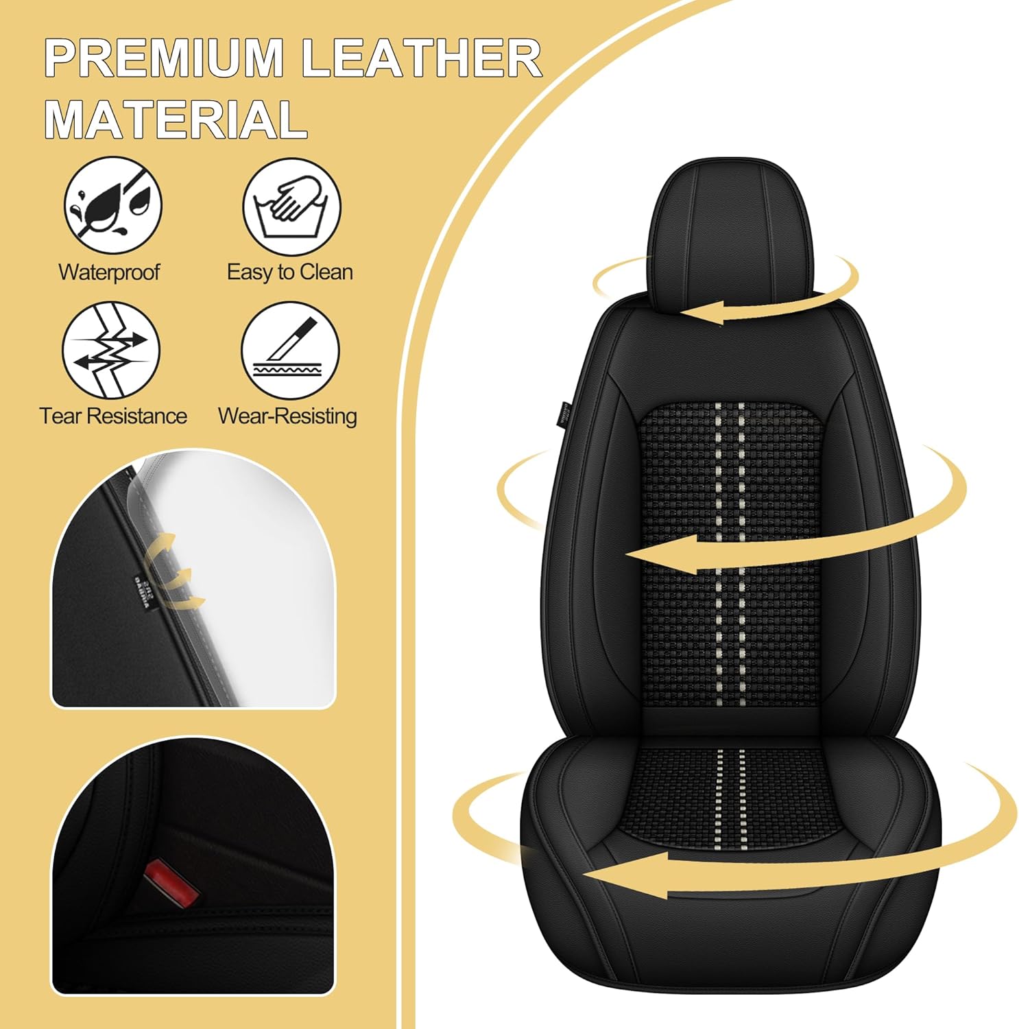 Car Seat Covers for Mazda Mazda 6 2010-2021: Ice Silk Seat Covers, Breathable & Comfortable Auto Interior Accessories for Front Seats, Protective Seat Covers with Stylish Design(Black)