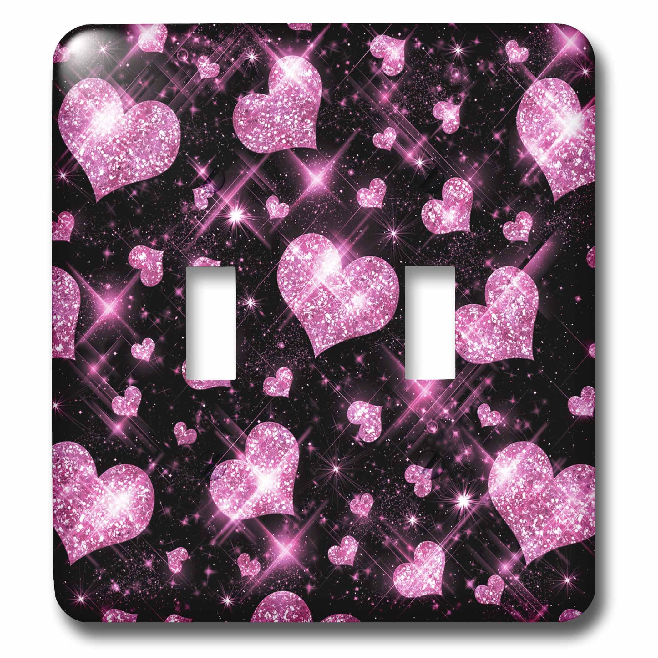 Interruptor doble rosa elimina paredes aburridas con corazones 3dRose lsp_41085_2