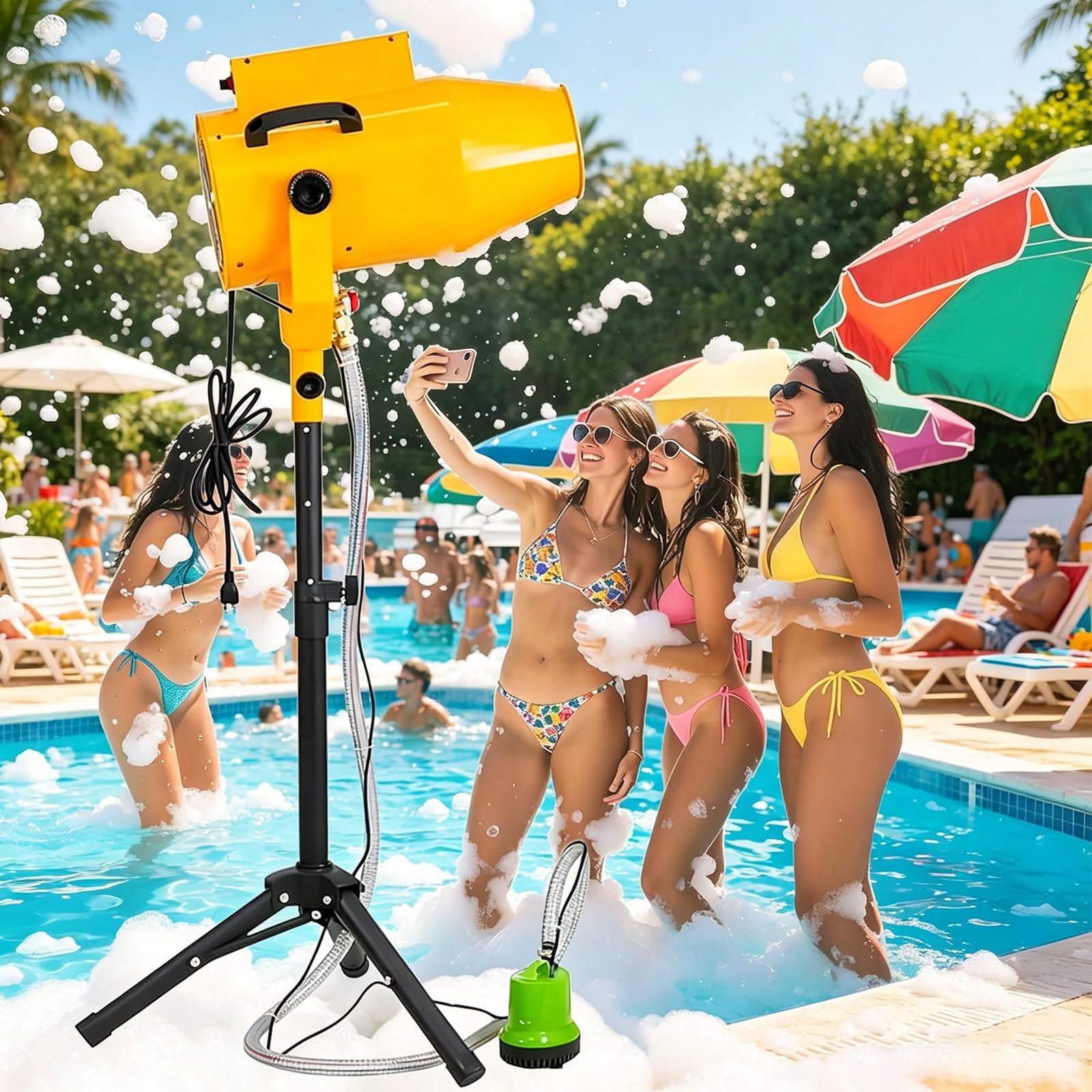 ZHIGUANYUN 1200W Foam Cannon, Stage Effect Bubble Machine, Jet Foam Maker, for Theme Parks, Music Festivals, Outdoor Parties, Bars